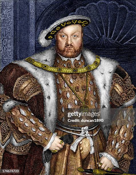 stockillustraties, clipart, cartoons en iconen met king henry viii - 16th century style