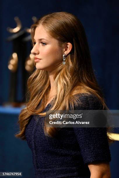 Crown Princess Leonor of Spain attends the "Princesa De Asturias" Awards 2023 ceremony at Teatro Campoamor on October 20, 2023 in Asturias, Spain.