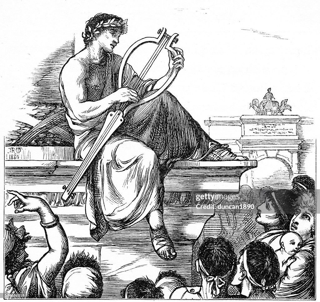 Lyre Rome Ancient Roman Lyre Player High-Res Vector Graphic - Getty Images