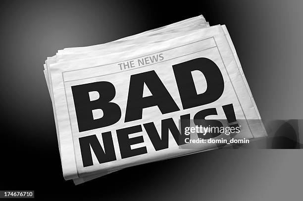 Newspaper with BAD NEWS headline on first page, gradient background