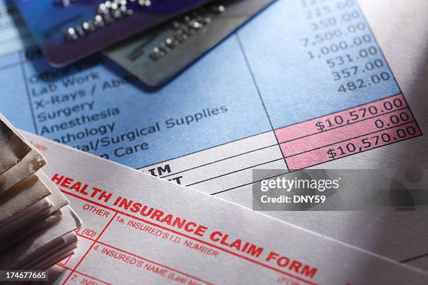 health insurance claim form - financial bill stock pictures, royalty-free photos & images