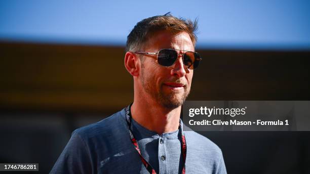 Jenson Button walks in the Paddock prior to practice ahead of the F1 Grand Prix of United States at Circuit of The Americas on October 20, 2023 in...