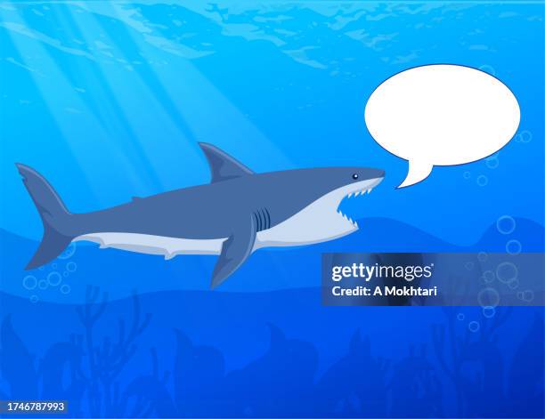 shark with speech bubble. - deep conversation stock illustrations