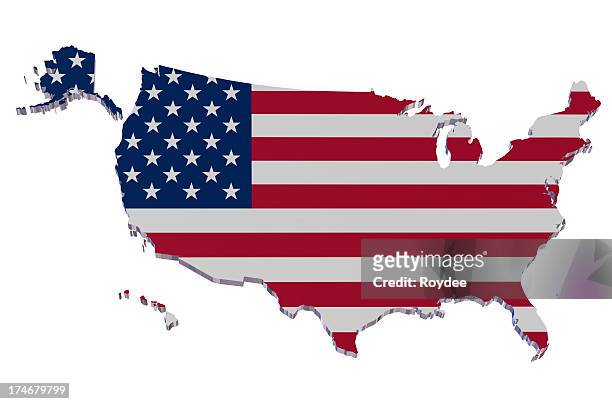 the flag of the usa illustrated as a map of the usa - the americas stock pictures, royalty-free photos & images