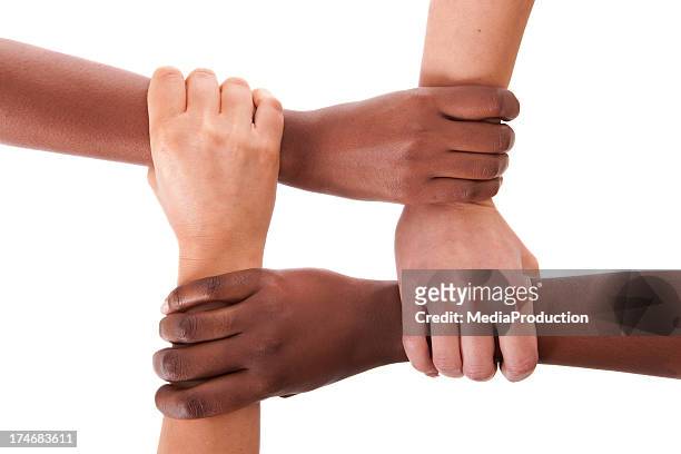 interracial support - four people stockfoto's en -beelden
