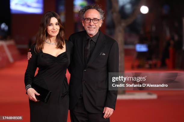 Monica Bellucci and Tim Burton attend a red carpet for the movie "Maria Callas: Lettere E Memorie" during the 18th Rome Film Festival at Auditorium...