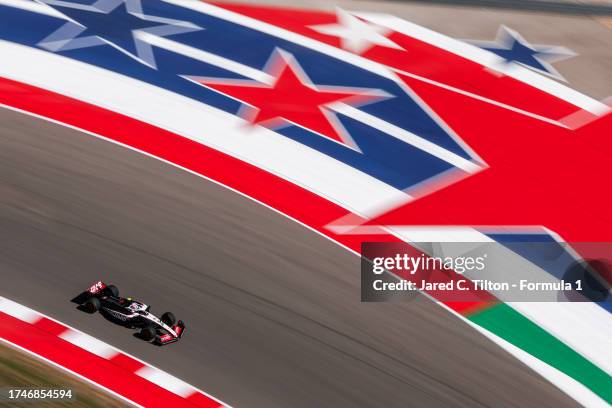 Nico Hulkenberg of Germany driving the Haas F1 VF-23 Ferrari on track during practice ahead of the F1 Grand Prix of United States at Circuit of The...