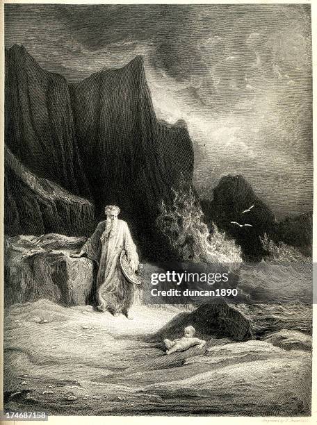 stockillustraties, clipart, cartoons en iconen met arthurian legend merlin finding king arthur - koning arthur