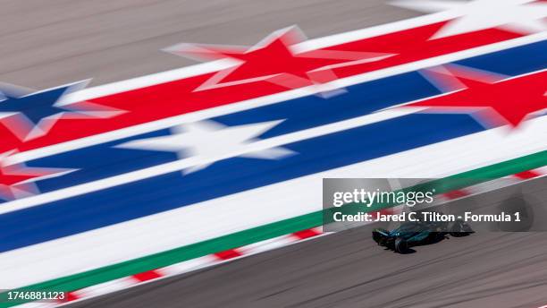 Fernando Alonso of Spain driving the Aston Martin AMR23 Mercedes on track during practice ahead of the F1 Grand Prix of United States at Circuit of...