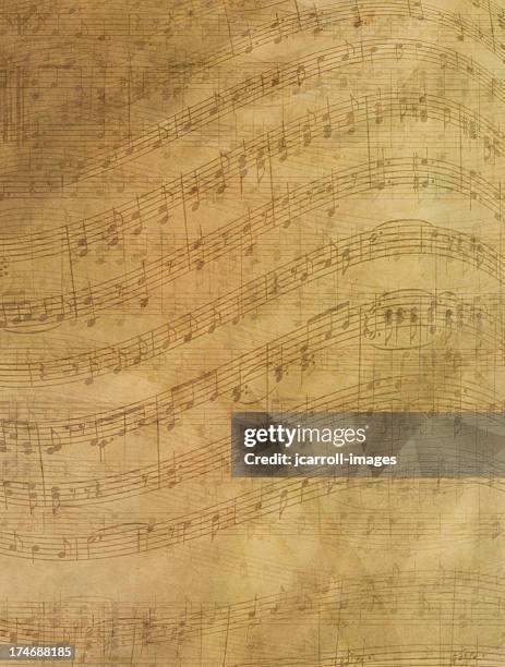 sheet music abstract background - bladmuziek stockfoto's en -beelden