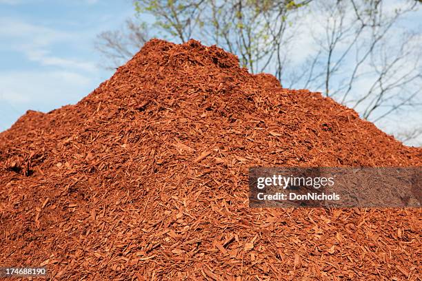 mulch mountain - mulch stock pictures, royalty-free photos & images