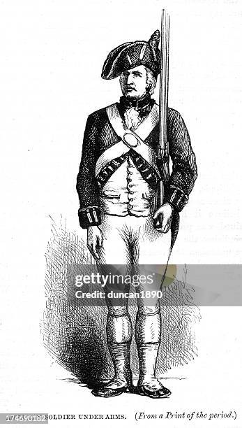 stockillustraties, clipart, cartoons en iconen met american soldier war of independance - amerikaanse onafhankelijkheidsoorlog