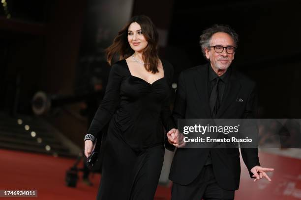 Monica Bellucci and Tim Burton attend a red carpet for the movie "Maria Callas: Lettere E Memorie" during the 18th Rome Film Festival at Auditorium...