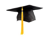 isolated graduation cap and tassel