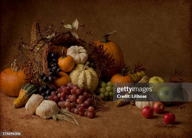 cornucopia with texture - cornucopia stock pictures, royalty-free photos & images