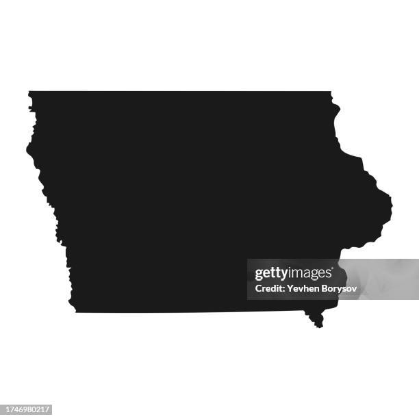iowa state map with detailed borders - iowa map outline stock pictures, royalty-free photos & images