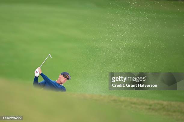 Richard Green of Australia plays out of a fairway bunker on the 1st hole during the first round of the Dominion Energy Charity Classic at The Country...