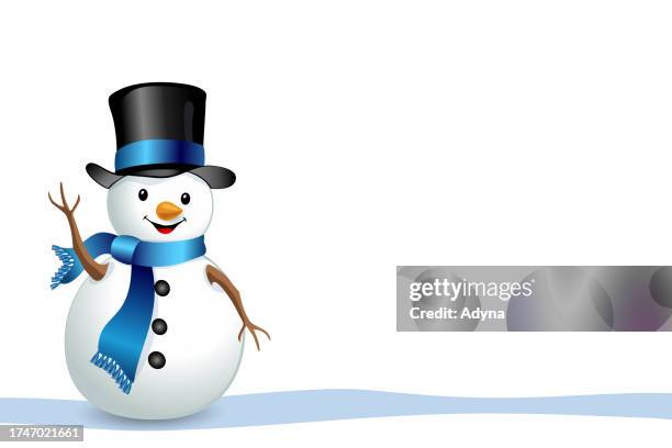 ilustraciones, imágenes clip art, dibujos animados e iconos de stock de feliz muñeco de nieve - muñeco de nieve