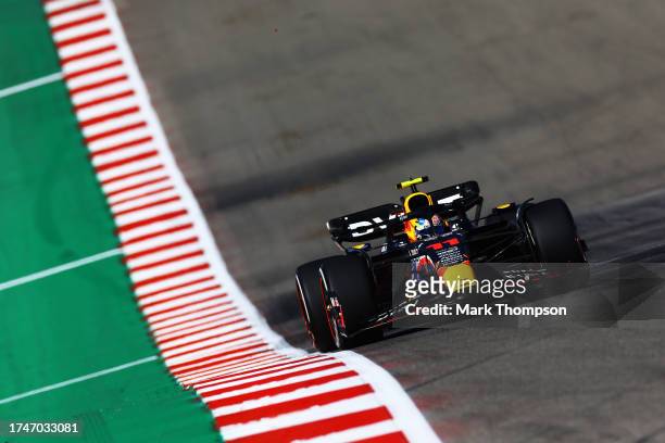 Sergio Perez of Mexico driving the Oracle Red Bull Racing RB19 on track during practice ahead of the F1 Grand Prix of United States at Circuit of The...