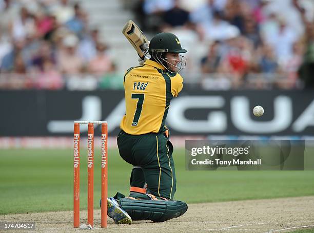 Chris Read of Nottinghamshire Outlaws batting during the Friends Life T20 match between Nottinghamshire Outlaws and Lancashire Lightning at Trent...