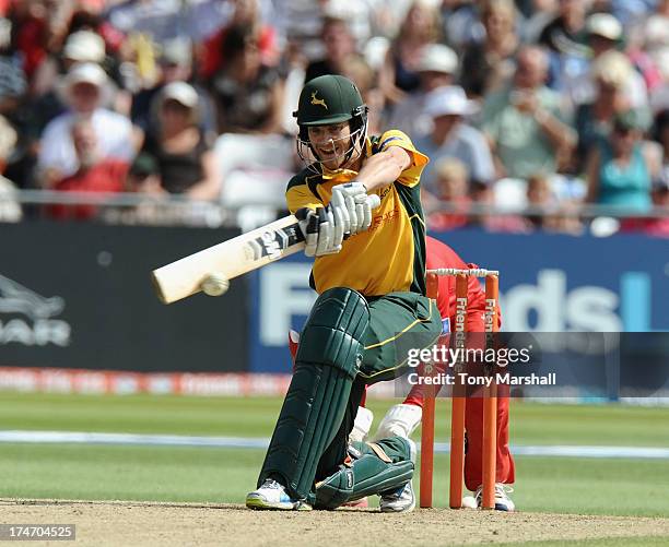 Chris Read of Nottinghamshire Outlaws batting during the Friends Life T20 match between Nottinghamshire Outlaws and Lancashire Lightning at Trent...