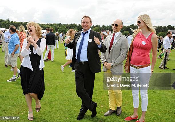 Beth Goddard, Philip Glenister, Matt Dawson and Carolin Hauskeller attend the Audi International Polo at Guards Polo Club on July 28, 2013 in Egham,...