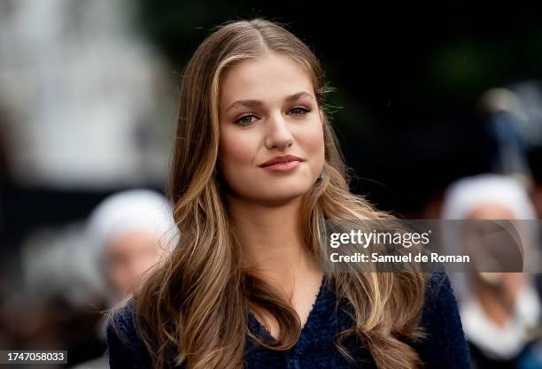 Crown Princess Leonor of Spain arrives at the "Princesa de Asturias" Awards at Teatro Campoamor on October 20, 2023 in Asturias, Spain.