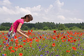 Girl in field flower
