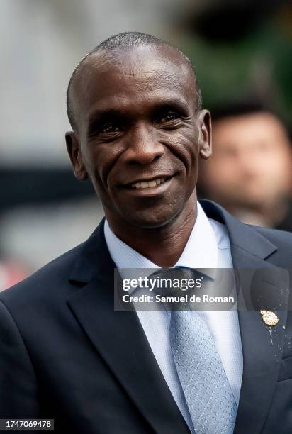 Eliud Kipchoge arrives at the "Princesa de Asturias" Awards at Teatro Campoamor on October 20, 2023 in Asturias, Spain.