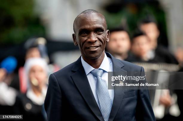 Eliud Kipchoge arrives at the "Princesa de Asturias" Awards at Teatro Campoamor on October 20, 2023 in Asturias, Spain.