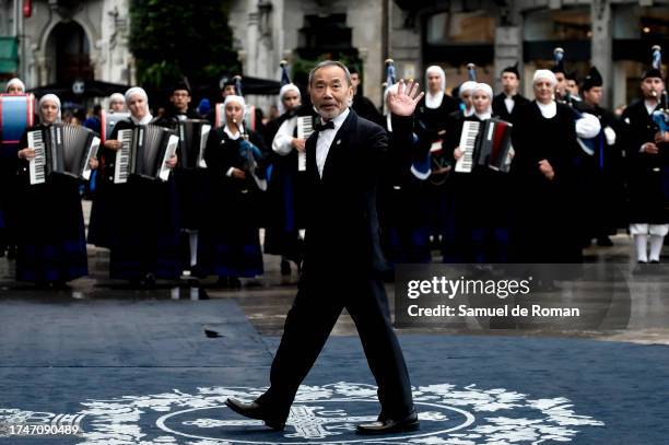 Haruki Murakami arrives at the "Princesa de Asturias" Awards at Teatro Campoamor on October 20, 2023 in Asturias, Spain.