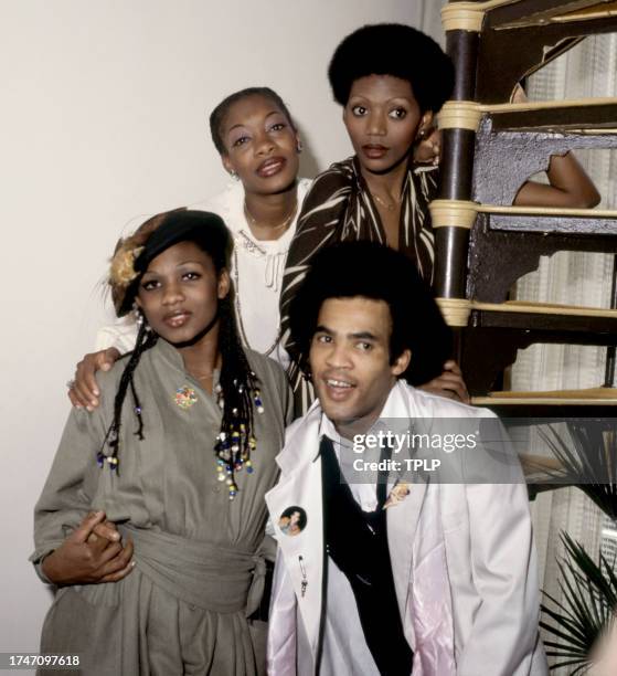 Marcia Barrett, Maizie Williams, Liz Mitchell and Bobby Farrell, of the German vocal group Boney M., pose for a portrait in London, England, November...