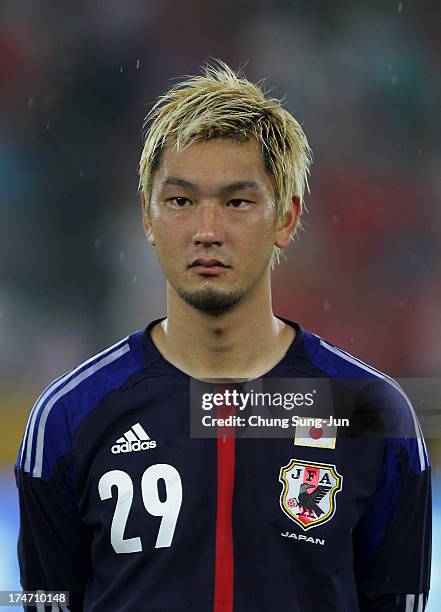 Yojiro Takahagi of Japan poses during the EAFF East Asian Cup match between Korea Republic and Japan at Jamsil Stadium on July 28, 2013 in Seoul,...