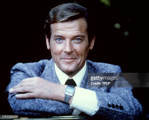 English actor Roger Moore poses for a portrait in London, England, July 20, 1979. Moore portrayed James Bond in the Bond series.