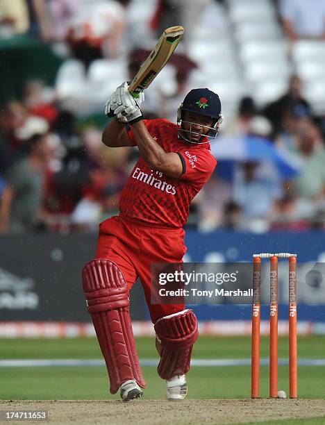 Ashwell Prince of Lancashire Lightning batting during the Friends Life T20 match between Nottinghamshire Outlaws and Lancashire Lightning at Trent...