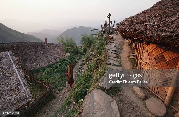 View of the valley and a Longwa village..