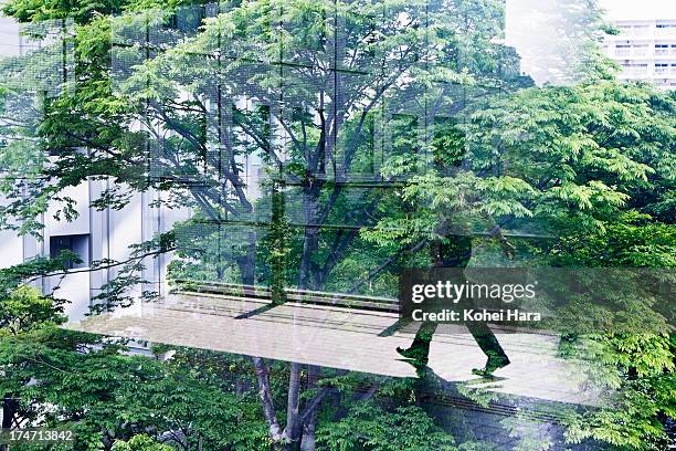 business district and green - glass reflection in office stock pictures, royalty-free photos & images