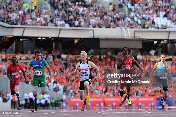 Blake Leeper of United States, Alan Oliveira of Brazil,Jonnie Peacock of Great Britain, Richard Browne of United States, Arnu Fourie of South Africa...