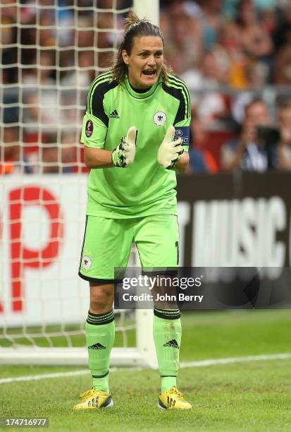 Nadine Angerer of Germany in action during the UEFA Women's Euro 2013 Final between Germany and Norway at the Friends Arena Stadium on July 28, 2013...