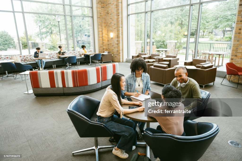 University students on Round-table discussion