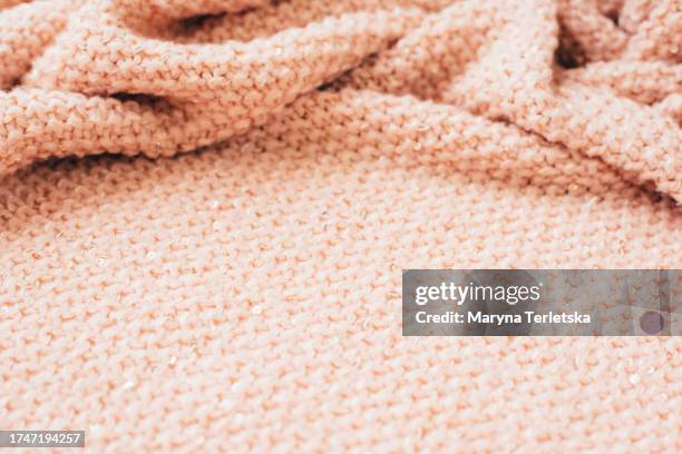 versatile background with knitted pink sweater. fabric element. cozy knitted banner. - cachemira fotografías e imágenes de stock