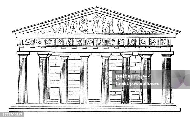 the parthenon in athens, greece - 19th century - greek temple illustration stock illustrations
