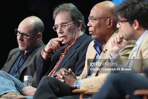 Directors Daniel Sackheim, Michael Dinner, Director and President of the Directors Guild of America Paris Barclay and Alfonso Gomez-Rejon speak...