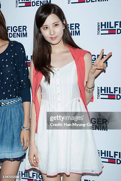 Seohyun of South Korean girl group Girls' Generation attends an autograph session for the 'Tommy Hilfiger Denim' at Hyundai Department Store on July...