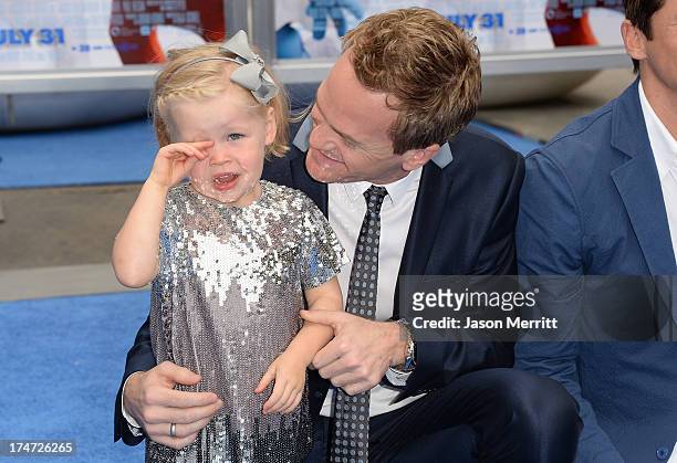 Actor Neil Patrick Harris an daughter Harper Grace Burtka-Harris attend the premiere of Columbia Pictures' "Smurfs 2" at Regency Village Theatre on...
