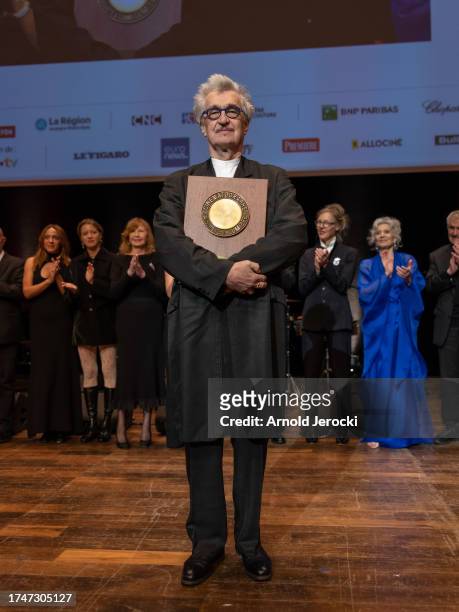 Wim Wenders recieve the 'Prix Lumiere' during the Lumiere Award Ceremony during the 15th Film Festival Lumiere on October 20, 2023 in Lyon, France.