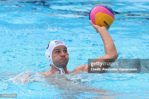 Niccolo Gitto of Italy in action during the Men's Water Polo quarterfinals qualification match between Italy and China during day nine of the 15th...