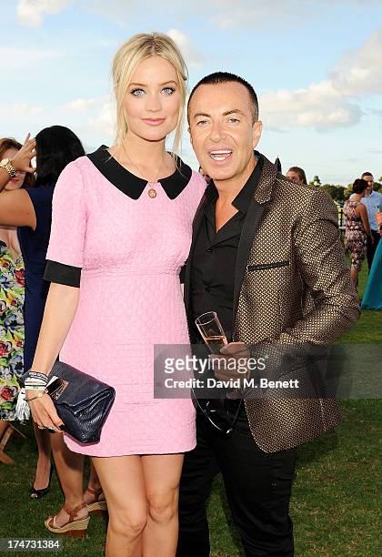 Laura Whitmore and Julien Macdonald attend the Boujis Party at the Audi International Polo day at Guards Polo Club on July 28, 2013 in Egham, England.
