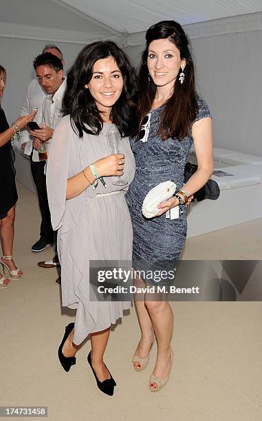 Marina Diamandis and sister Lafina Diamandis attend the Boujis tent at the Audi International Polo day at Guards Polo Club on July 28, 2013 in Egham,...