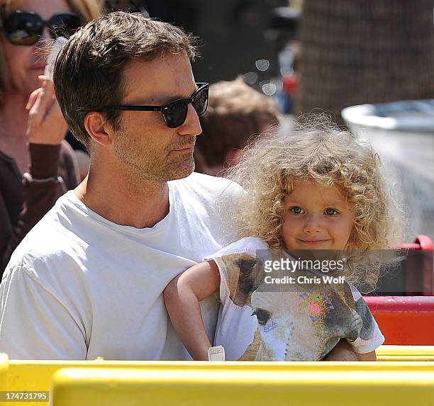 Breckin Meyer is seen with daughter Clover Meyer on July 28, 2013 in Los Angeles, California.